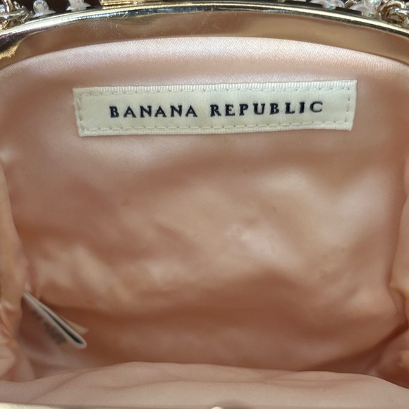 Banana Republic Pearl-Studded Clutch in Cream and Gold